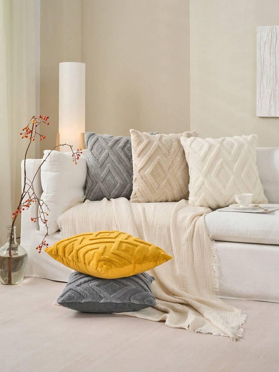 SHEIN KREMOWA POSZEWKA NA PODUSZKĘ 2-PACK S07__30X50