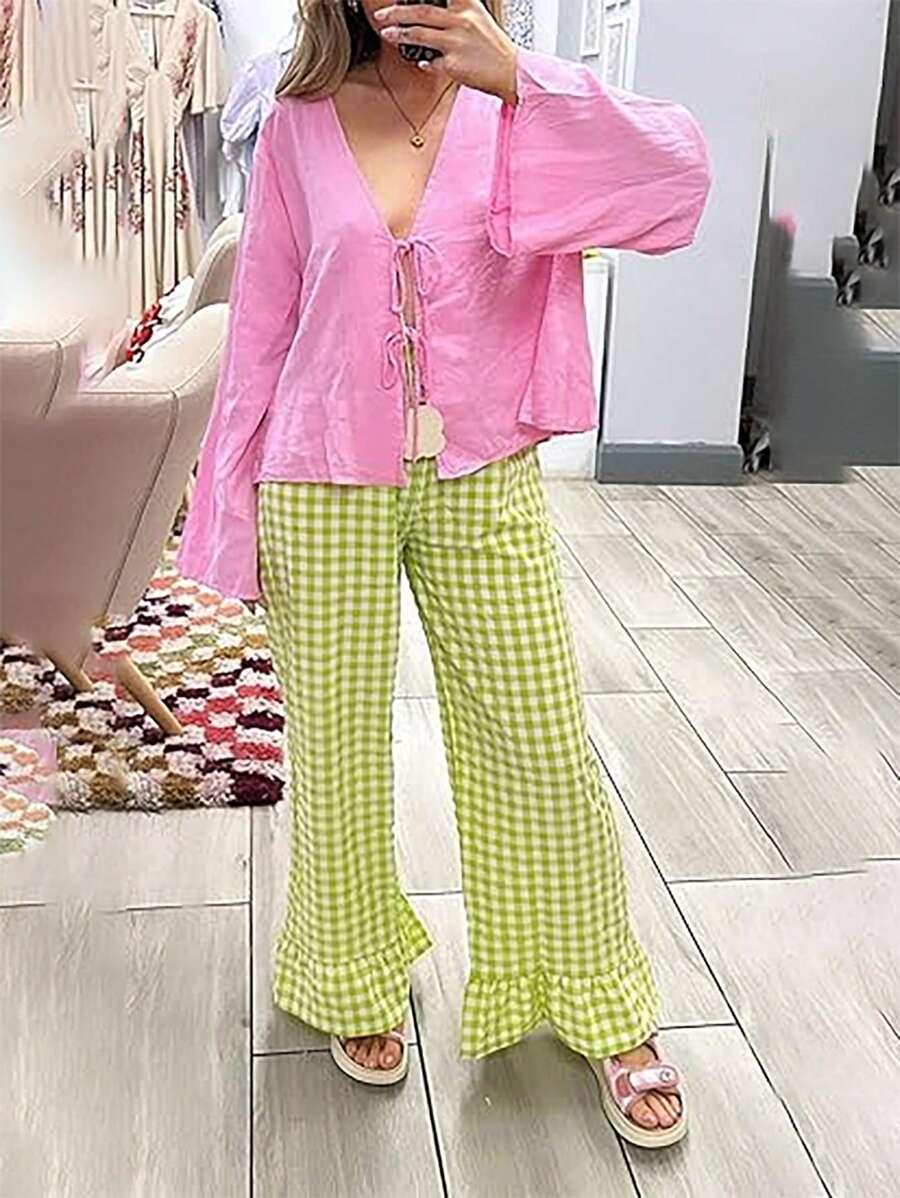 SHEIN RÓŻOWA BLUZKA WIĄZANIE S06__M