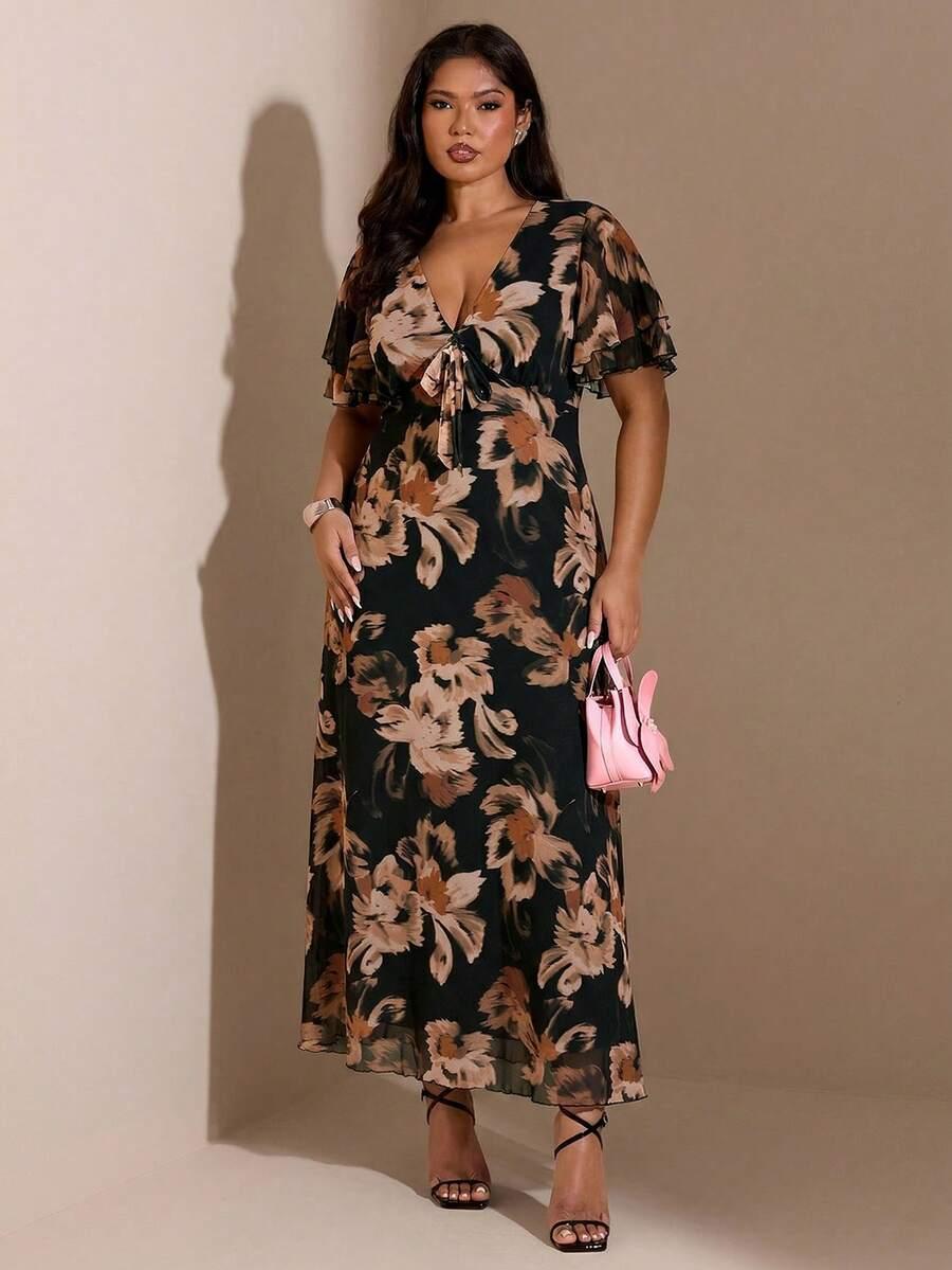 SHEIN SUKIENKA MAXI WZÓR KWIATY S06__50