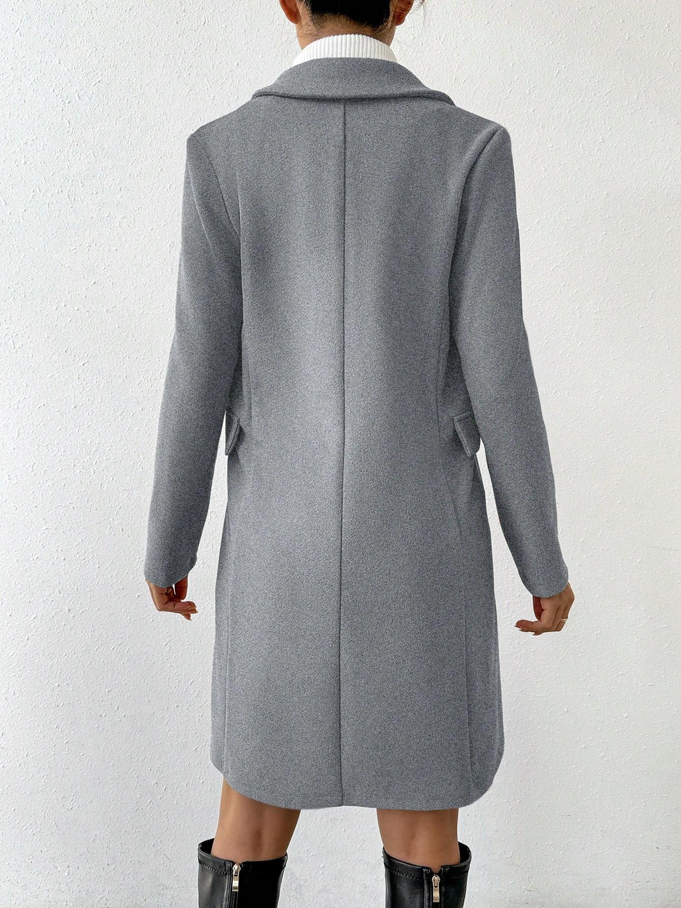 SHEIN SZARY KLASYCZNY PŁASZCZ W01__M