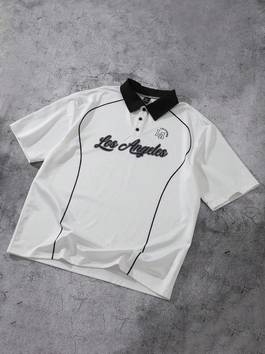 MANFINITY T-SHIRT NADRUK KOŁNIERZYK S06__L