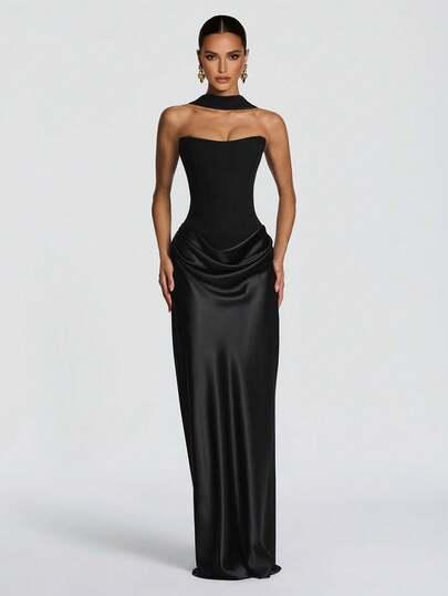 SHEIN CZARNA MAXI SUKIENKA S06__XS