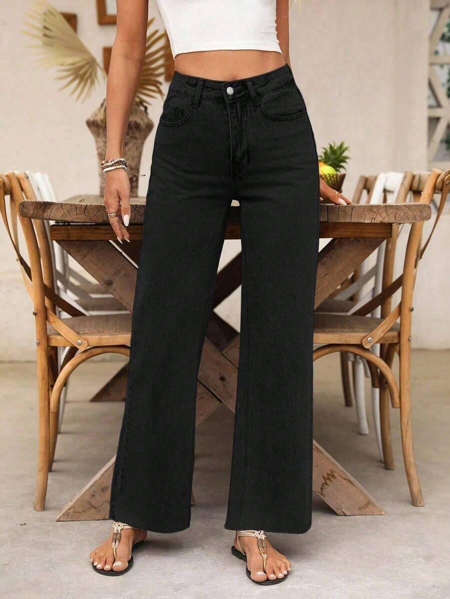 SHEIN CZARNE SPODNIE JEANS PROSTA NOGAWKA S06__XXL