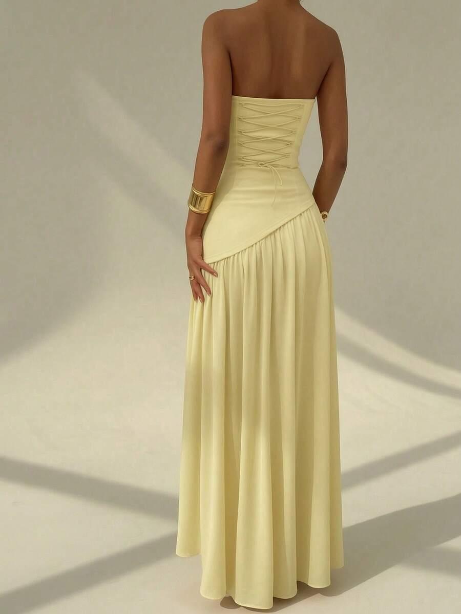 SHEIN ŻÓŁTA MAXI SUKIENKA S06__XS