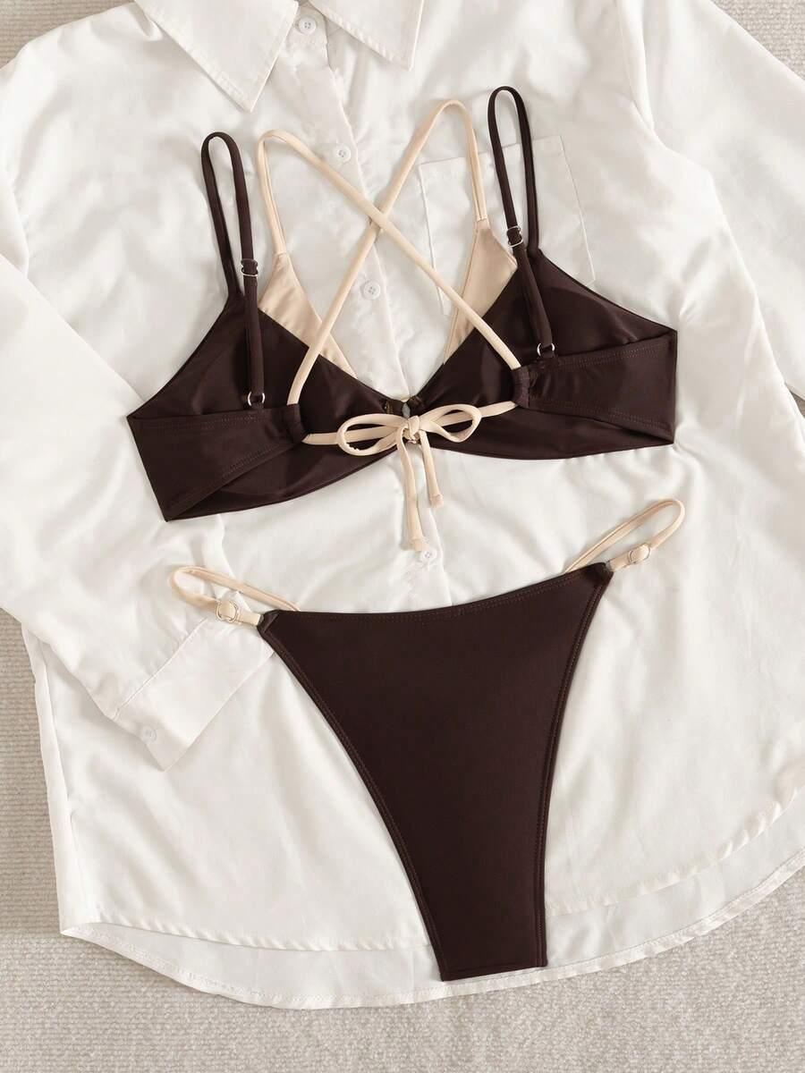 SHEIN BRĄZOWY DÓŁ OD BIKINI S09__L