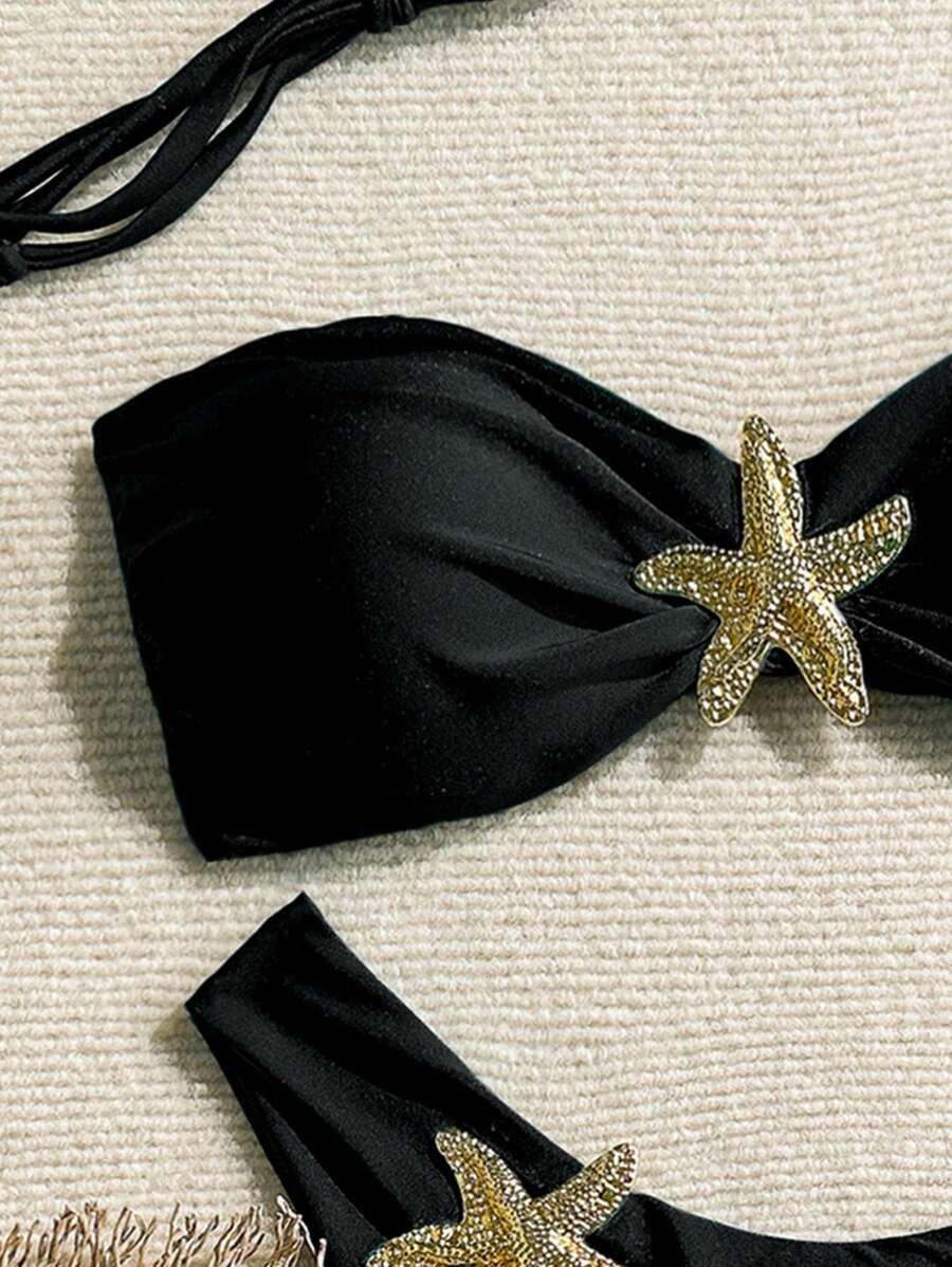 SHEIN CZARNY DWUCZĘŚCIOWY STRÓJ KĄPIELOWY S09__XL