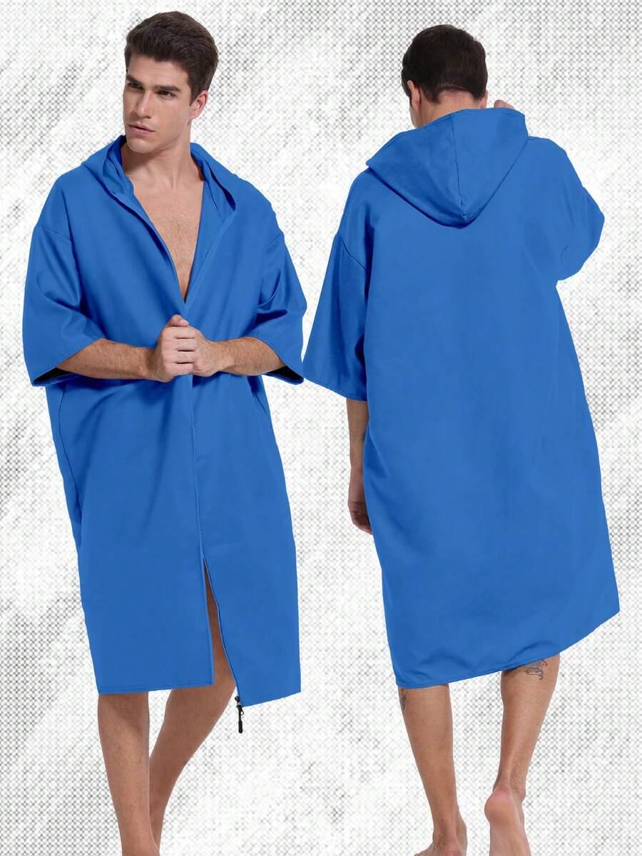 SHEIN CZARNY SZLAFROK Z KAPTUREM S06__S/M