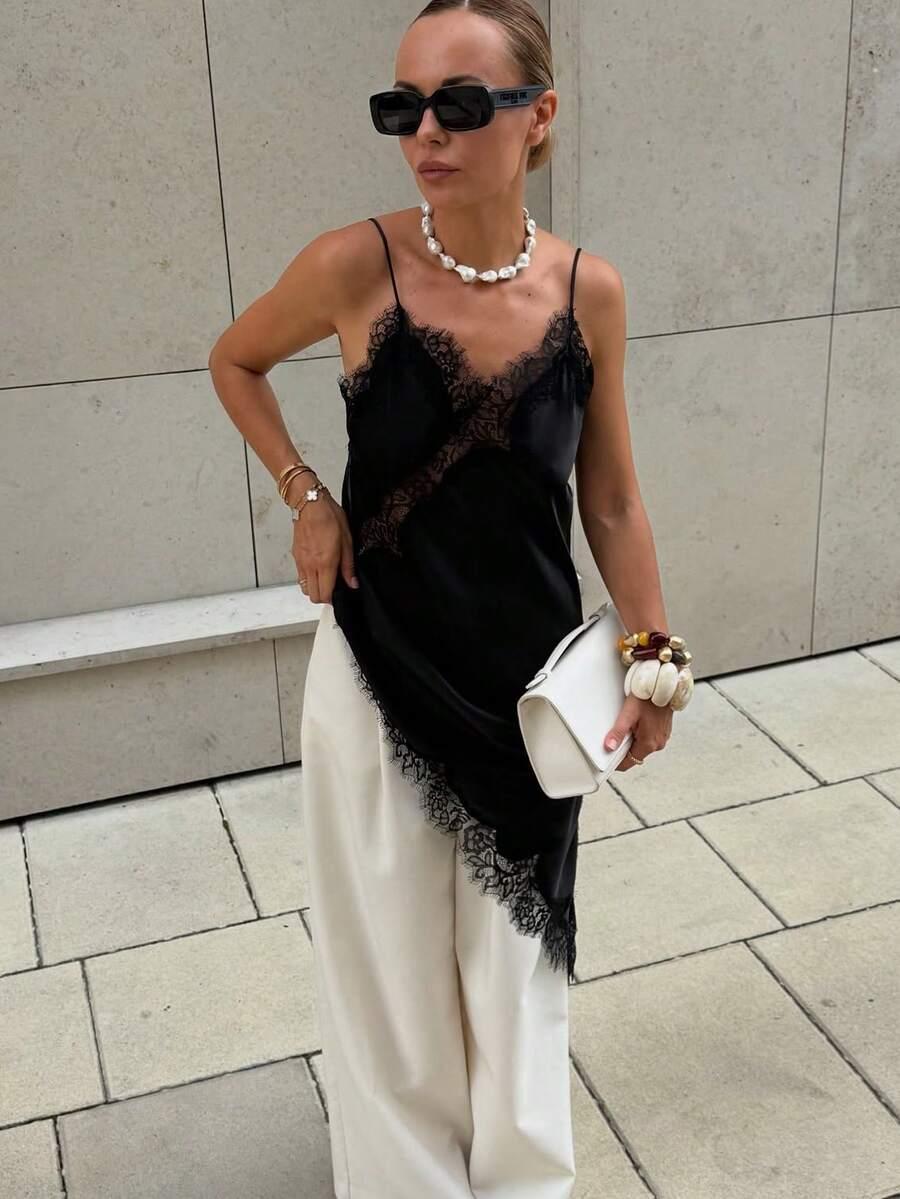 SHEIN CZARNA BLUZKA NA RAMIĄCZKACH S06__M