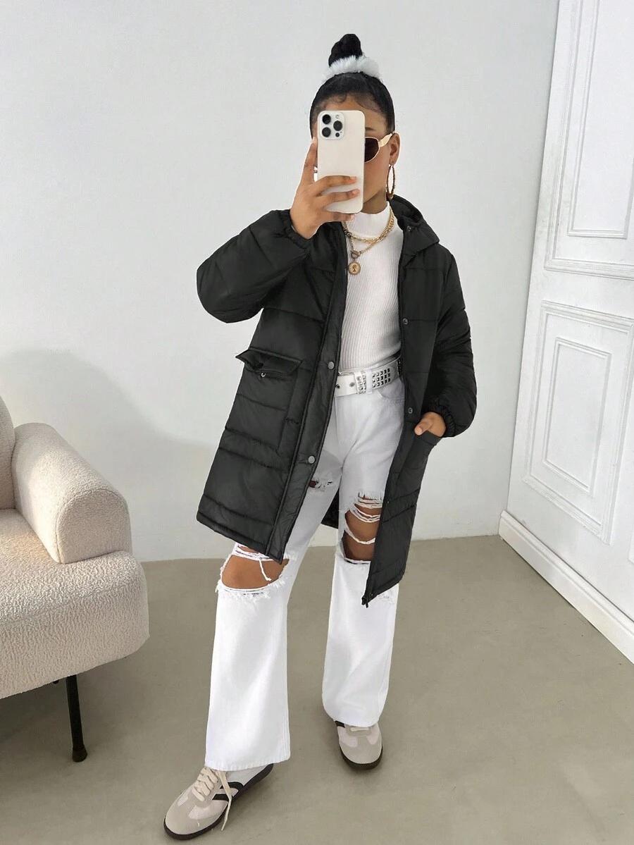 SHEIN CZARNA PIKOWANA KURTKA ZAMEK W01__146-152CM