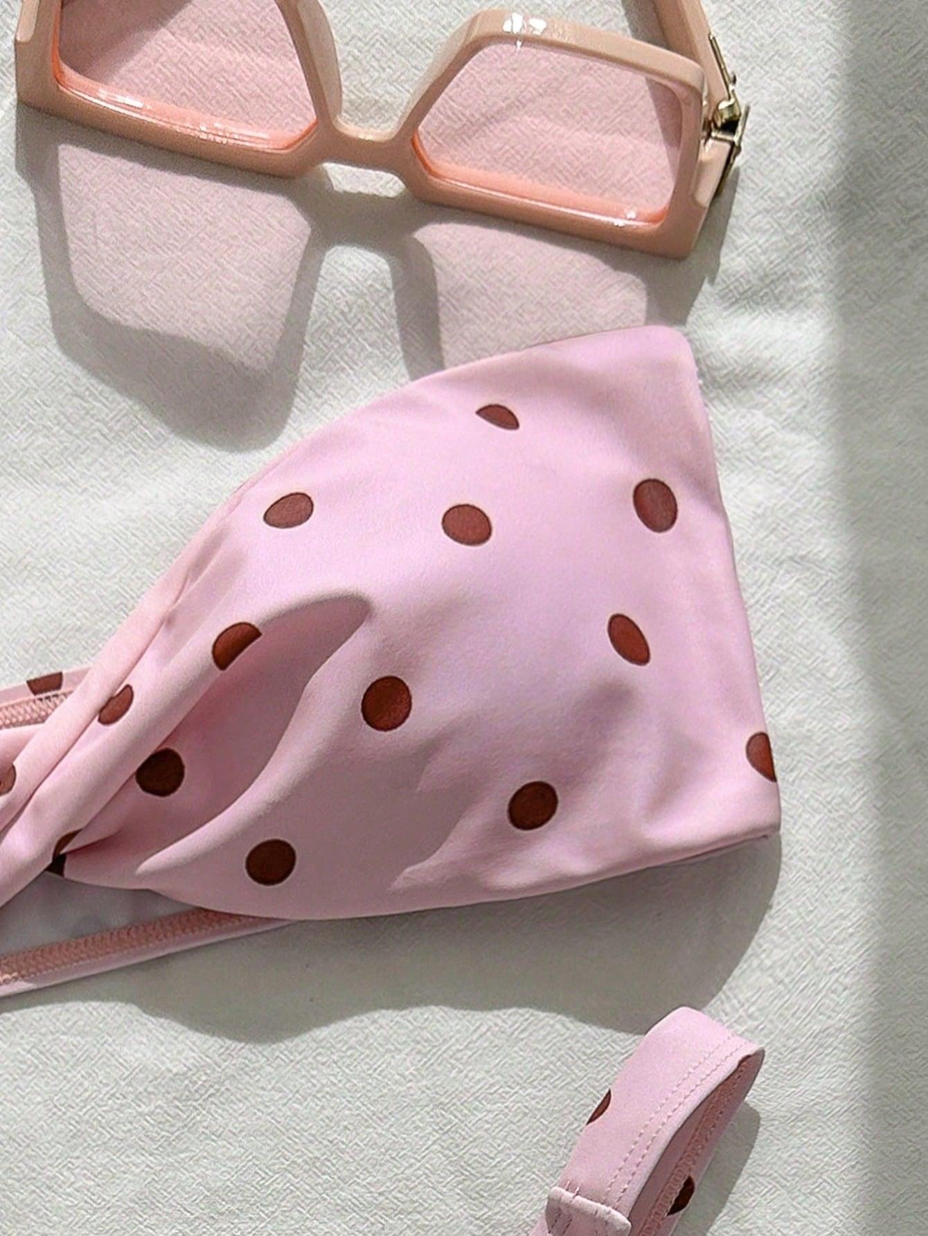 SHEIN DWUCZĘŚCIOWY STRÓJ KĄPIELOWY W GROSZKI S09__L
