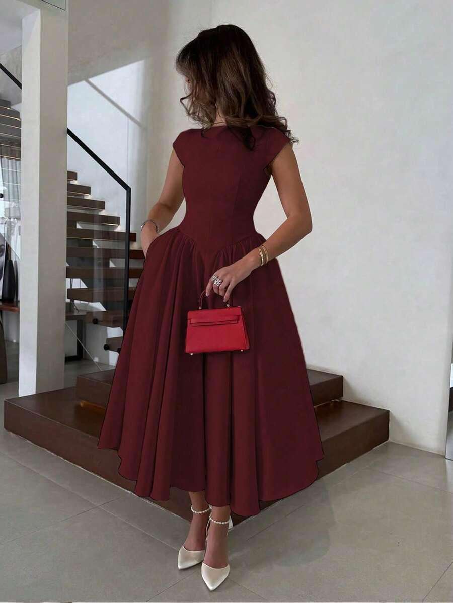 SHEIN BORDOWA SUKIENKA DO POŁOWY ŁYDKI S06__M