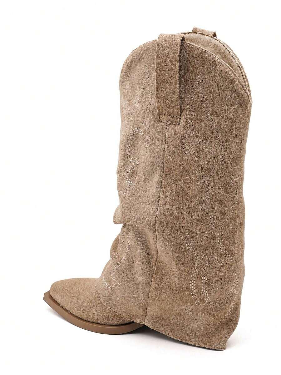 SHEIN BEŻOWE WSUWANE KOZAKI W01__38
