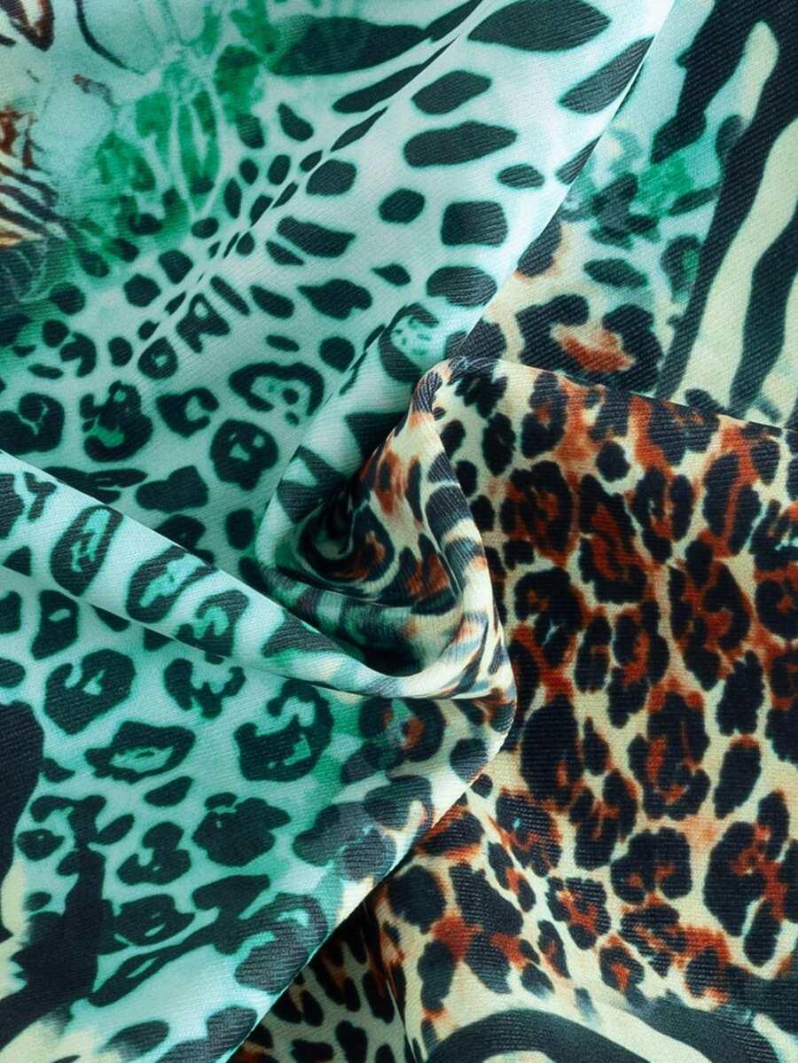 SHEIN DWUCZĘŚCIOWY STRÓJ KĄPIELOWY SPÓDNICA KOMPLET ANIMAL PRINT S09__M