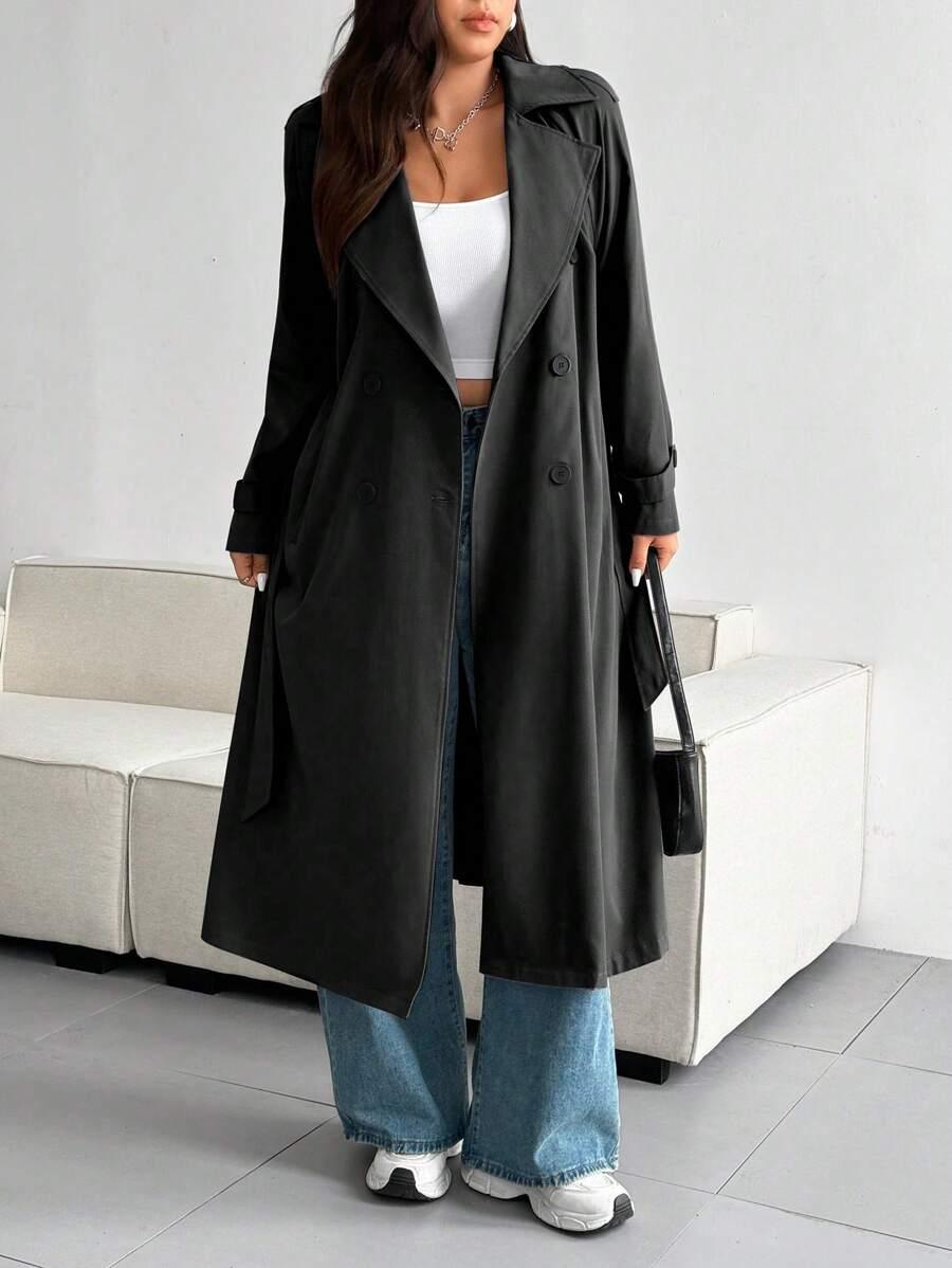 SHEIN CZARNY PŁASZCZ GUZIKI W01__46