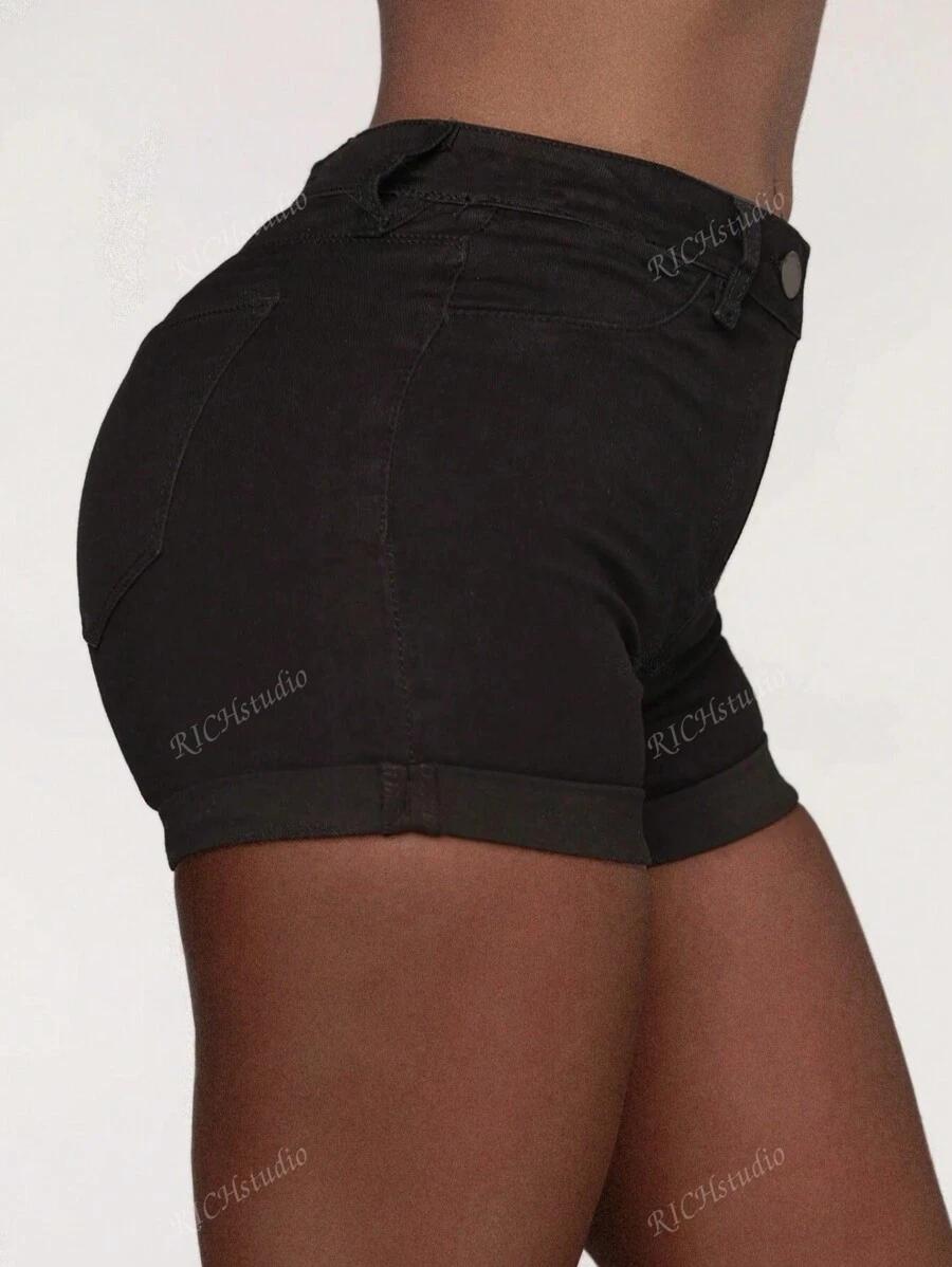 SHEIN CZARNE KRÓTKIE SPODENKI JEANS S06__S