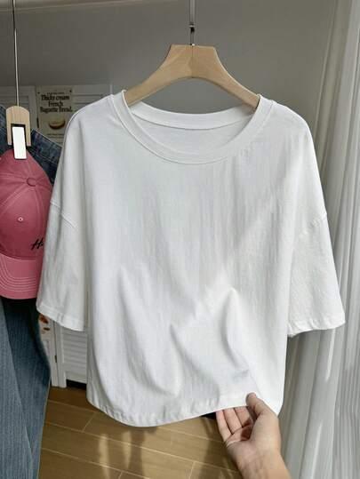 SHEIN BIAŁY T-SHIRT OKRĄGŁY DEKOLT S06__XXL