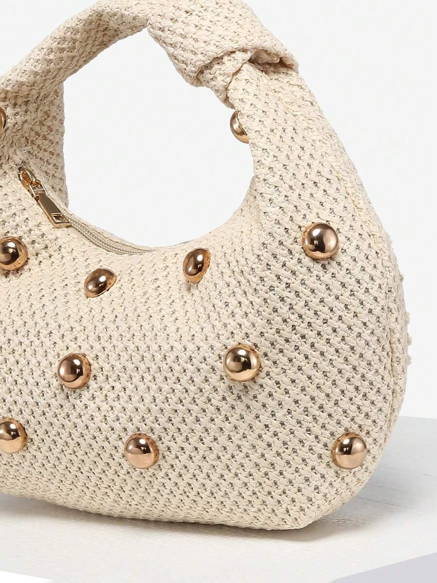 SHEIN BEŻOWA TOREBKA NA RAMIĘ ZDOBIENIE S07__27X6X17