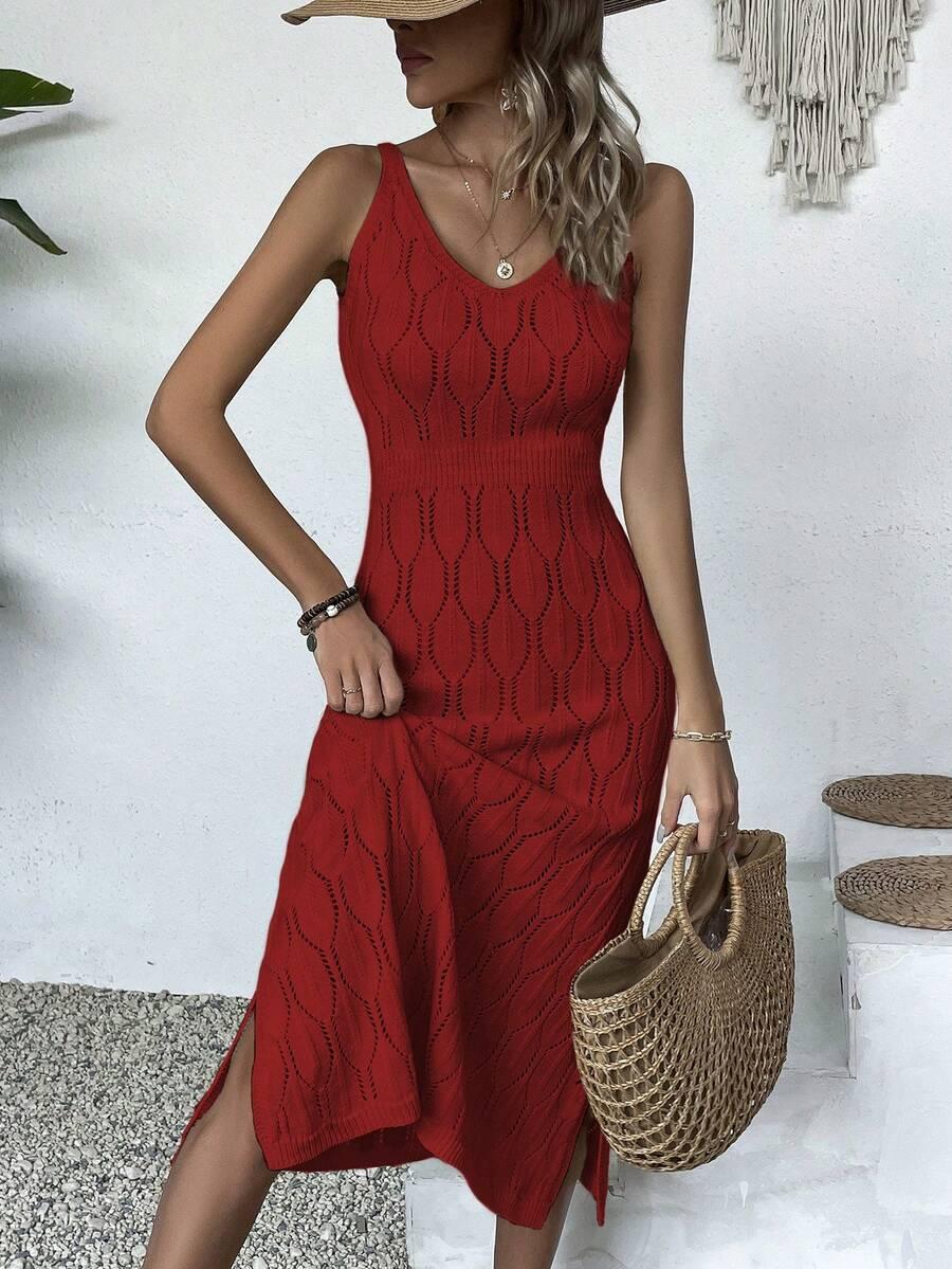 SHEIN CZERWONA SUKIENKA DZIANINOWA S06__L