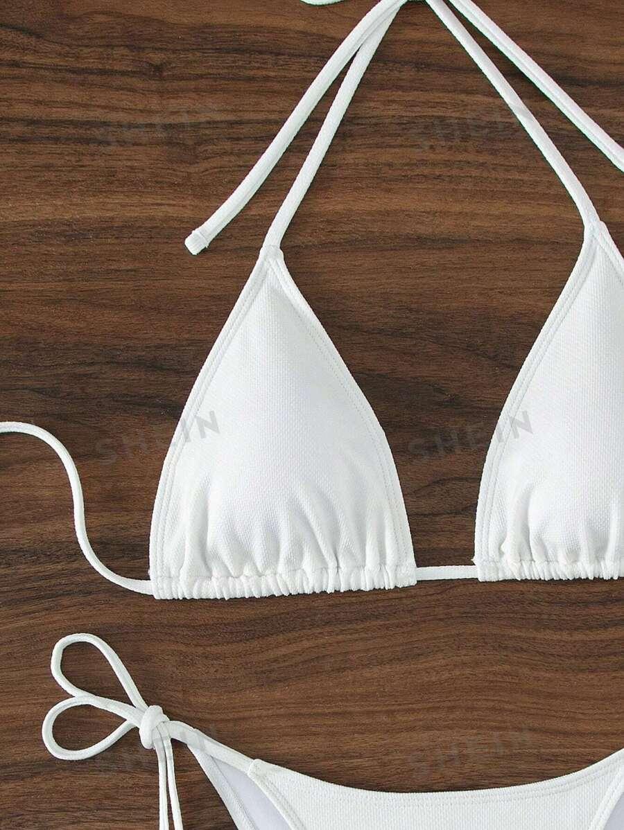 SHEIN BIAŁY DWUCZĘŚCIOWY STRÓJ KĄPIELOWY KOMPLET S09__S