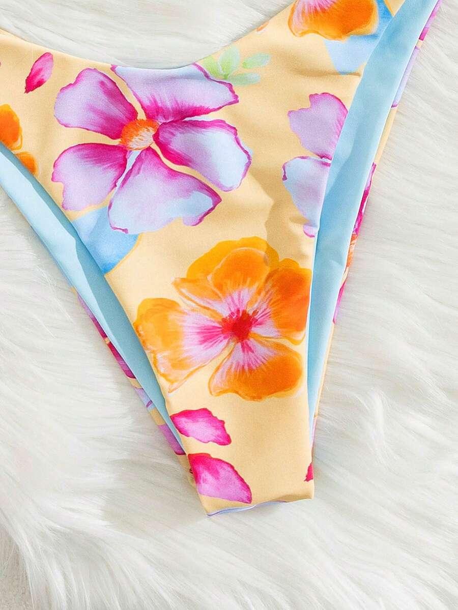 SHEIN DWUCZĘŚCIOWY STRÓJ KĄPIELOWY WZÓR KWIATY S09__XS