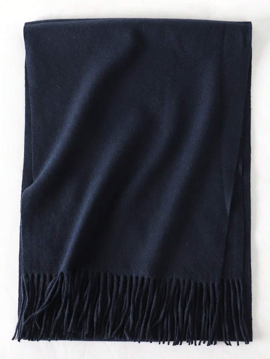 SHEIN GRANATOWY SZALIK FRĘDZLE W01__180CM