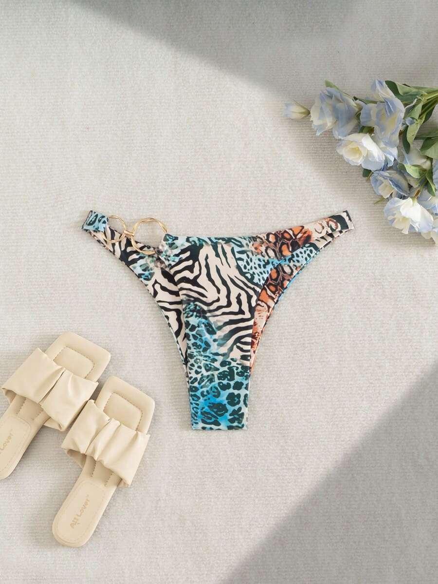 SHEIN DÓŁ OD BIKINI ANIMAL PRINT S09__L