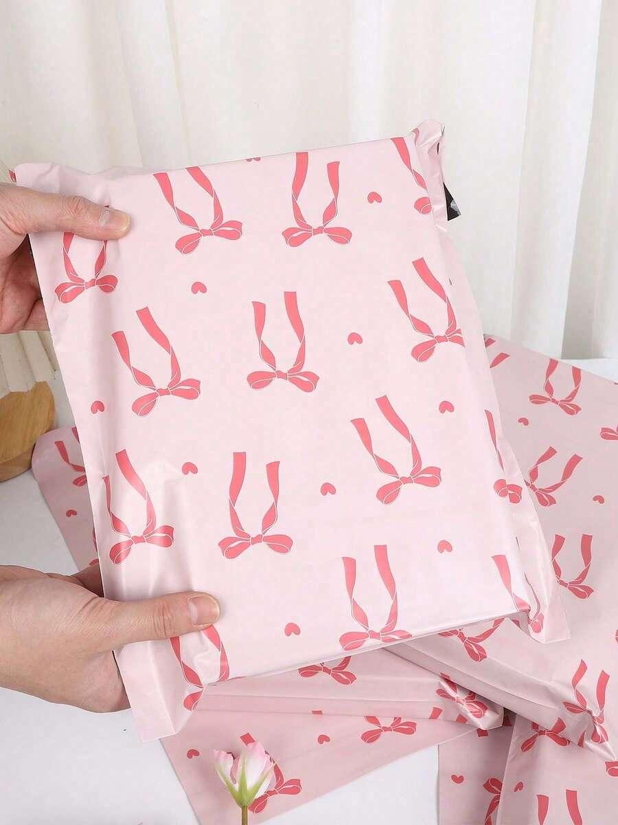 SHEIN RÓŻOWA TORBA WZÓR KOKARDY 1SZT S07__37X25.5CM