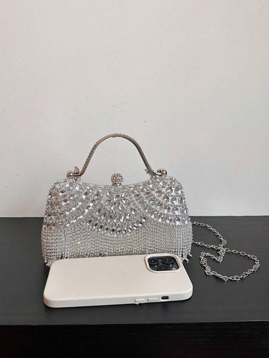 SHEIN SREBRNA TOREBKA KOPERTÓWKA ZDOBIENIE S07__10X20CM