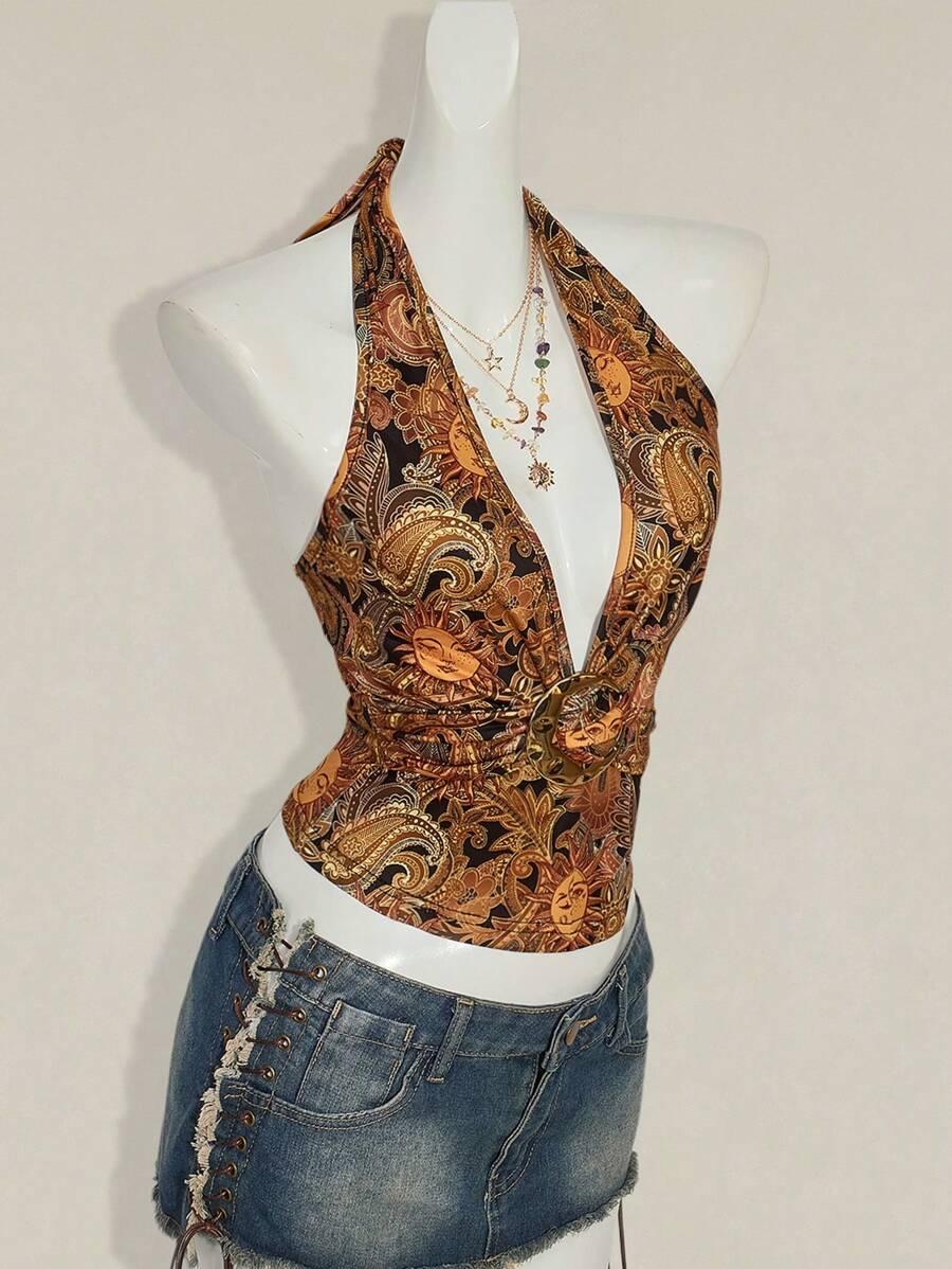 SHEIN TOP WIĄZANY NA SZYJI S06__M