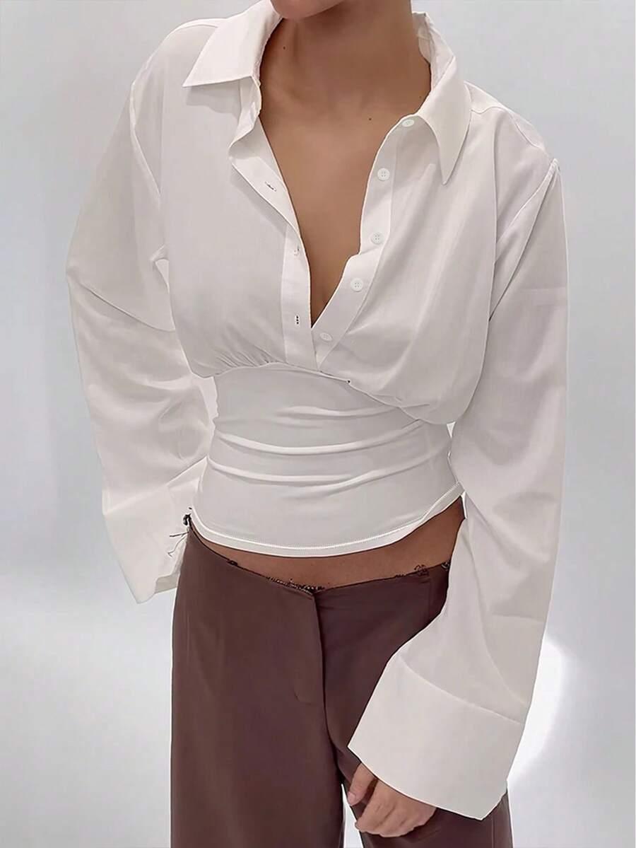 SHEIN BIAŁA BLUZKA DŁUGI RĘKAW S09__M