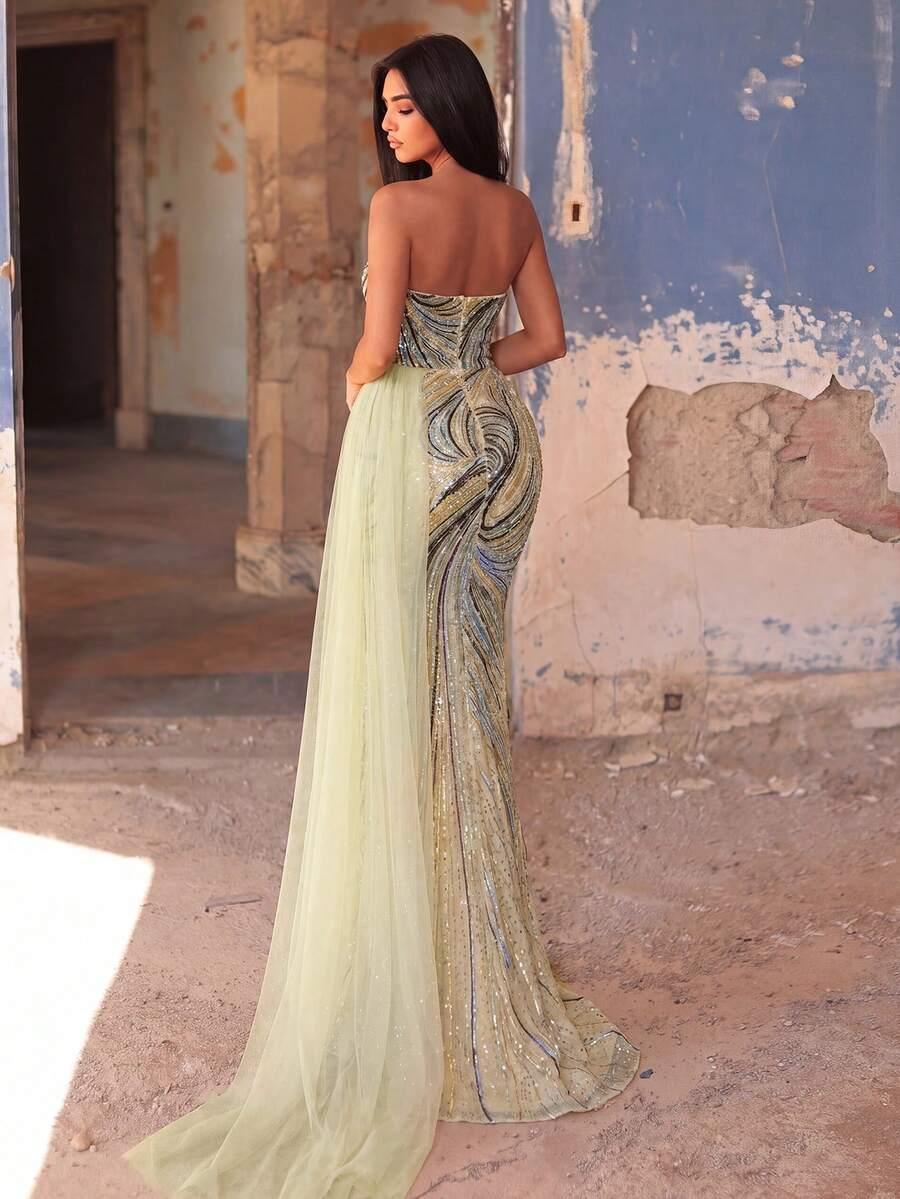 SHEIN MAXI SUKIENKA ZDOBIENIA S06__L