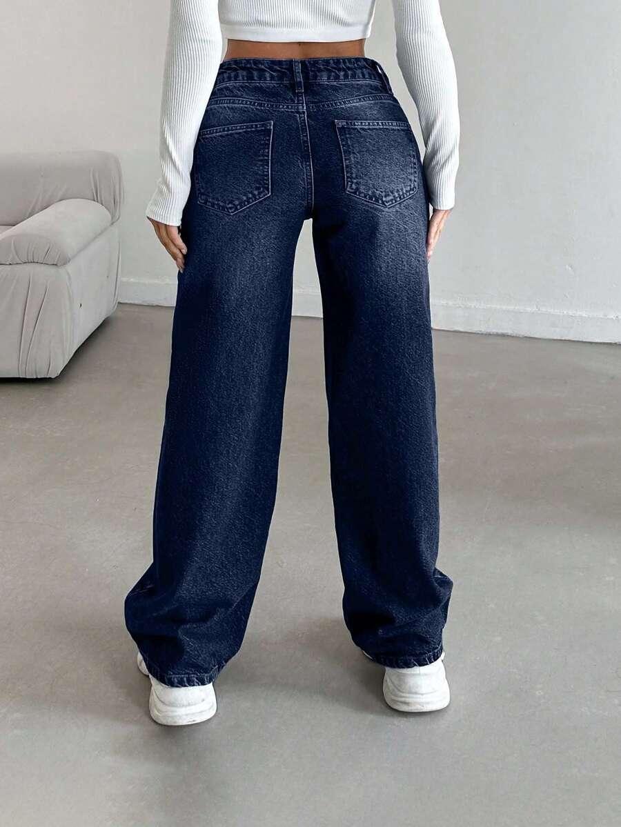 SHEIN GRANATOWE SPODNIE JEANS