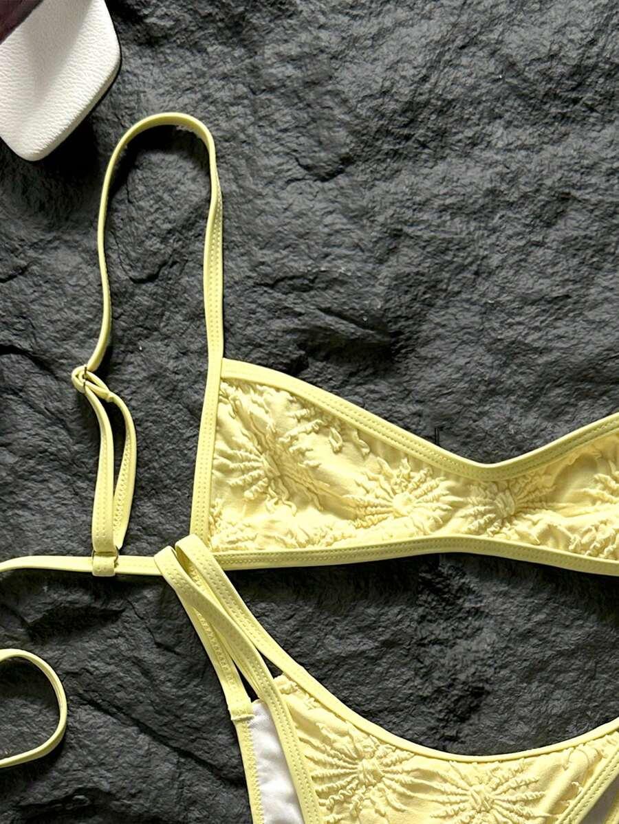 SHEIN ŻÓŁTY STRÓJ KĄPIELOWY DWUCZĘŚCIOWY S09__XS