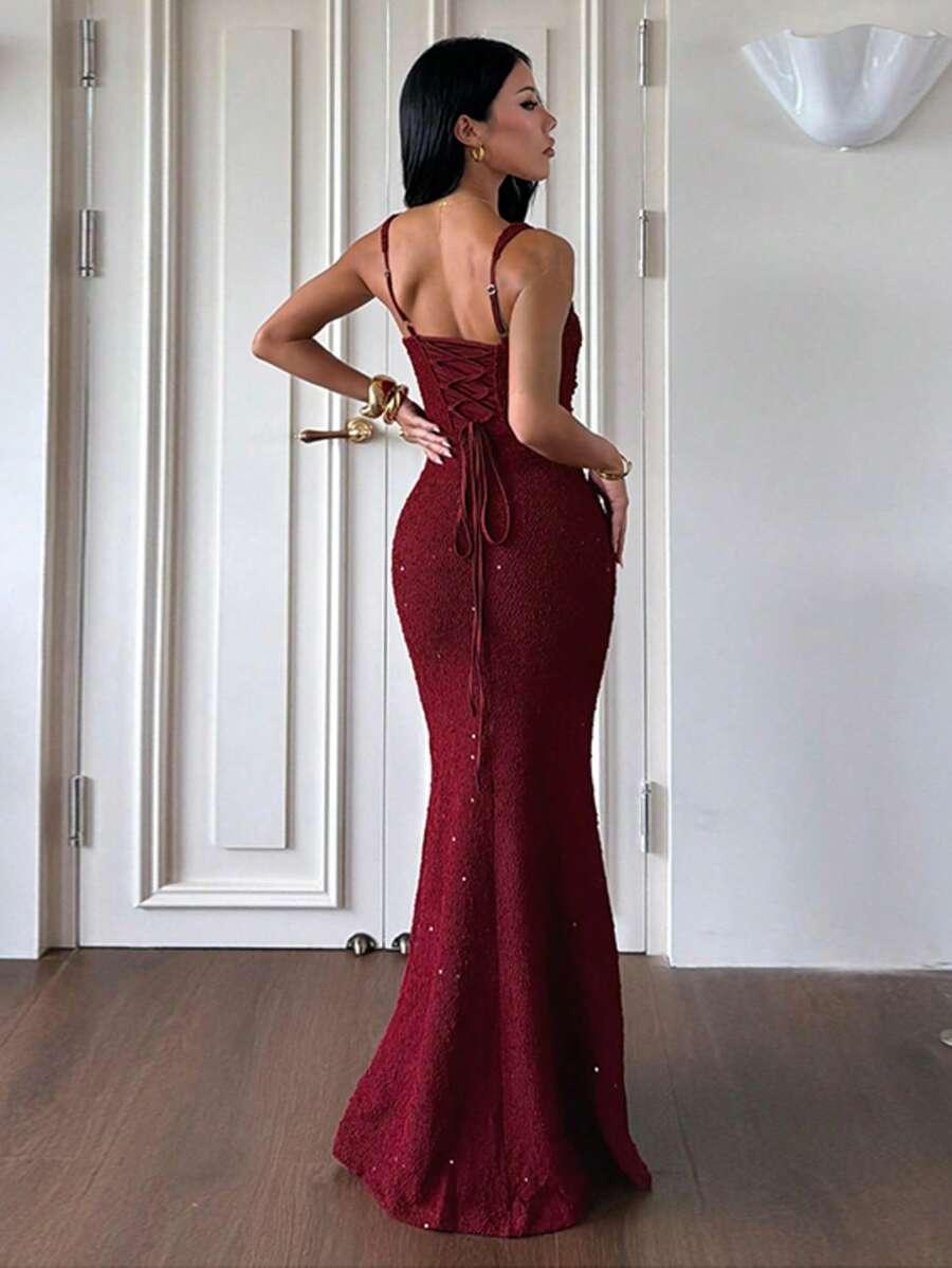 SHEIN CZERWONA MAXI SUKIENKA S06__M