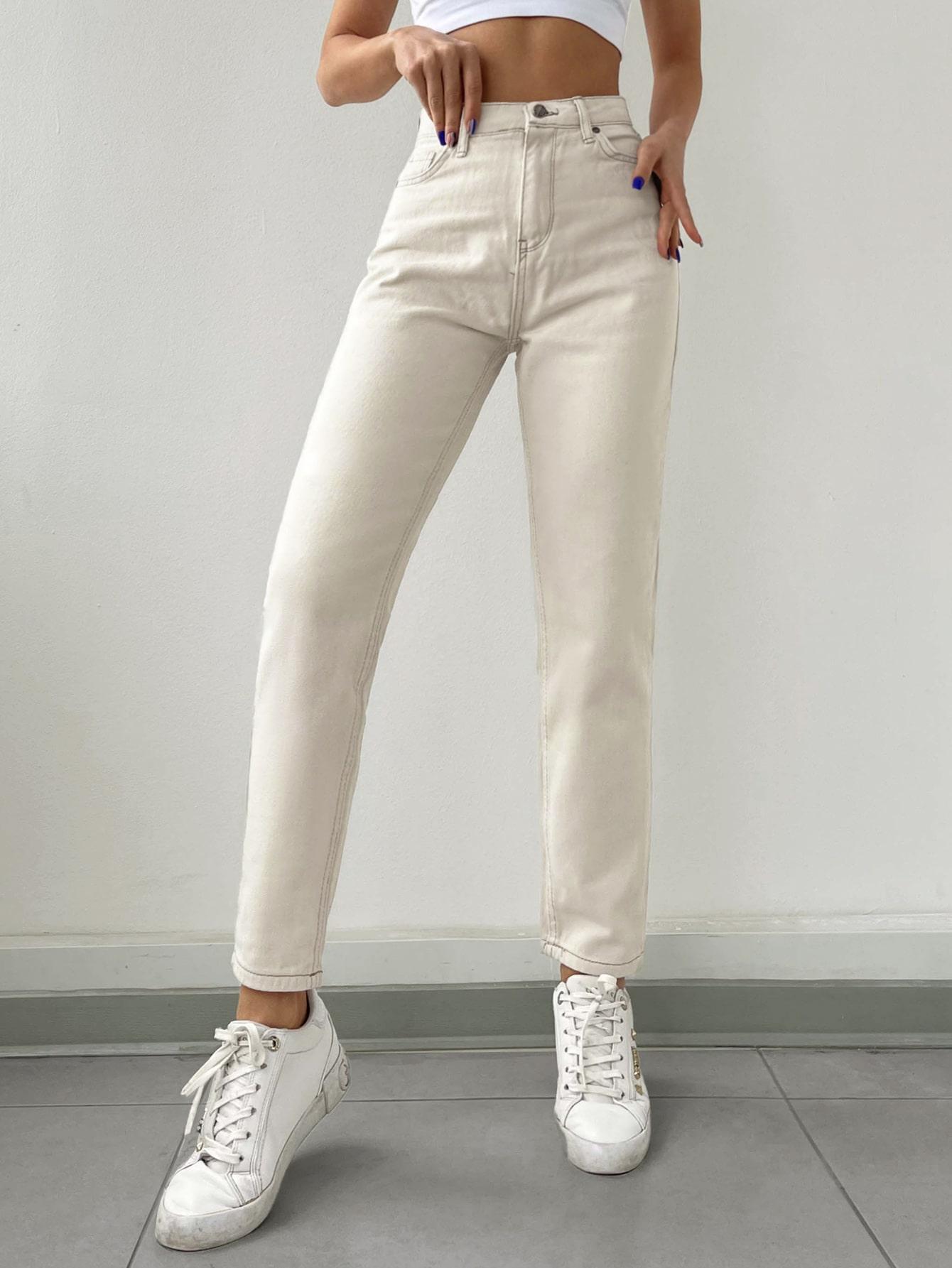 SHEIN KREMOWE SPODNIE JEANS S06__XXL