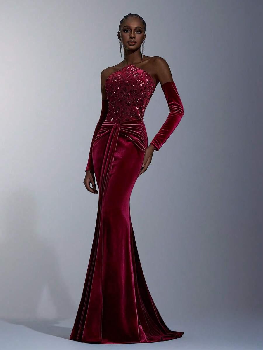 SHEIN MAXI SUKIENKA ODKRYTE RAMIONA CEKINY SPLOT S06__L
