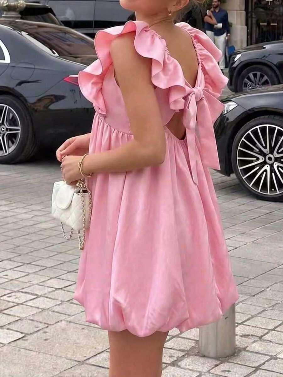 SHEIN MINI RÓŻOWA SUKIENKA BOMBKA S06__L
