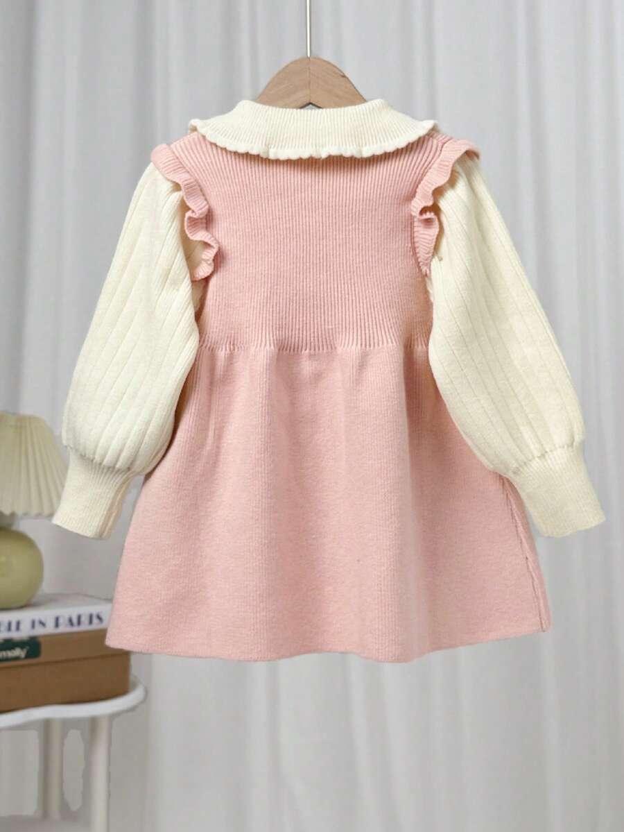 SHEIN RÓŻOWA SUKIENKA DŁUGI RĘKAW S06__116-122