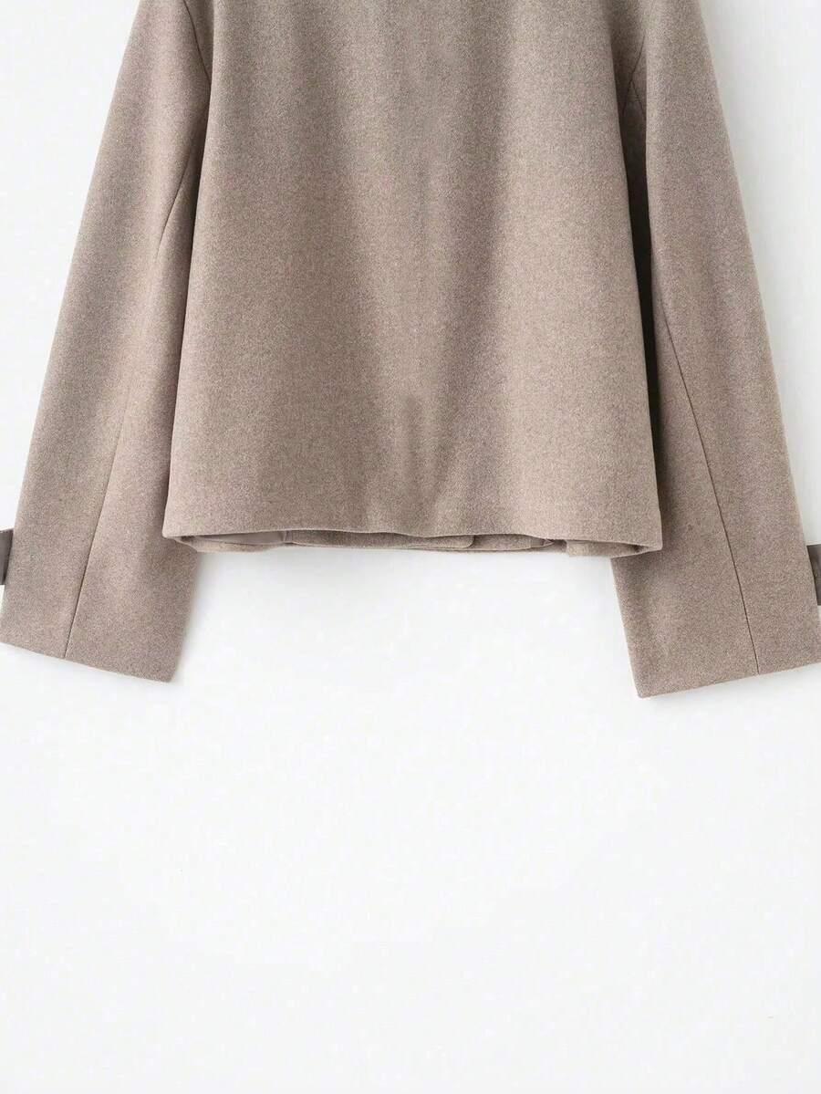 SHEIN BEŻOWY PŁASZCZ GUZIKI W01__M