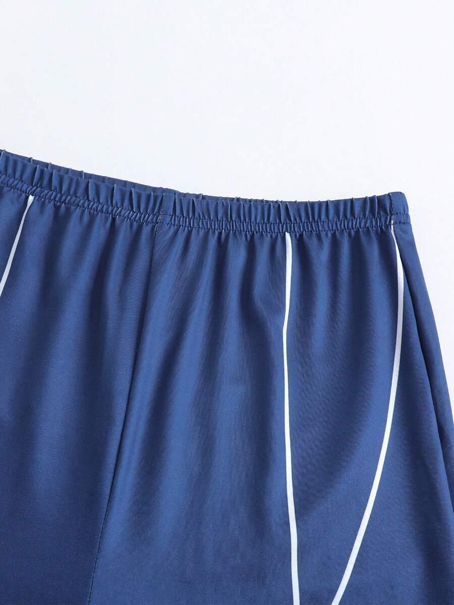 SHEIN NIEBIESKI KOMPLET BLUZKA SPODNIE S06__162-166