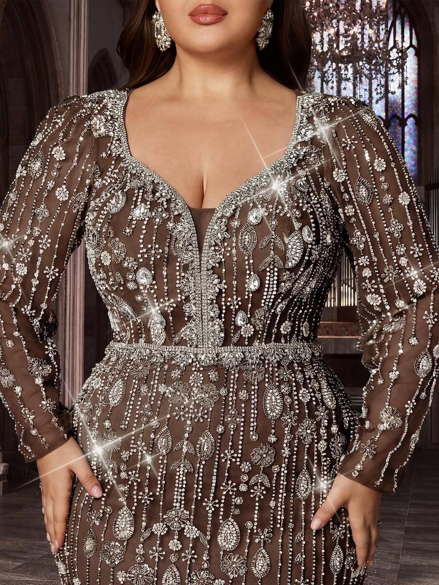 SHEIN BRĄZOWA MAXI SUKIENKA S06__50