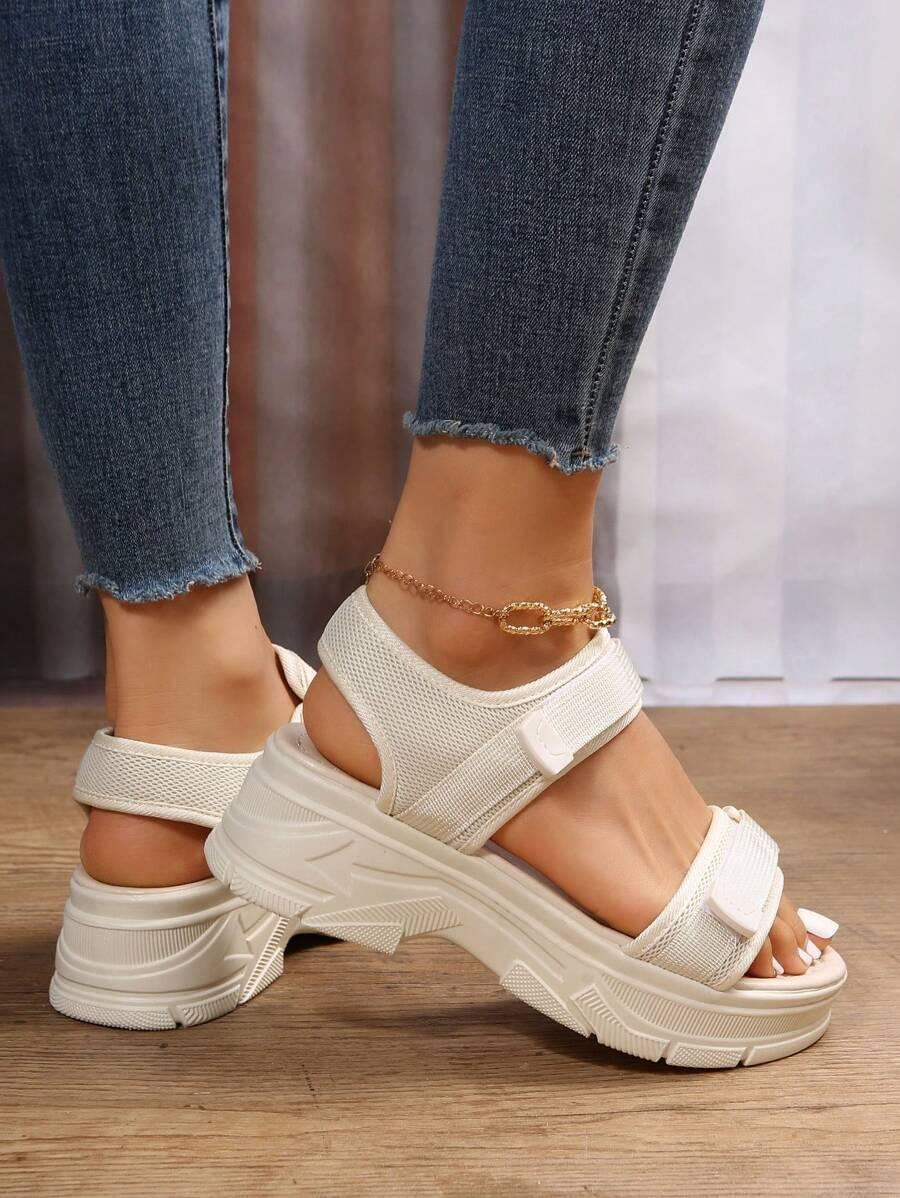 SHEIN KREMOWE SANDAŁY RZEPY S06__36