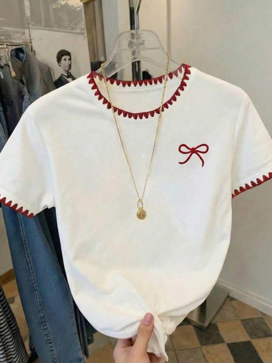 SHEIN BIAŁY T-SHIRT OKRĄGŁY DEKOLT NADRUK S06__140