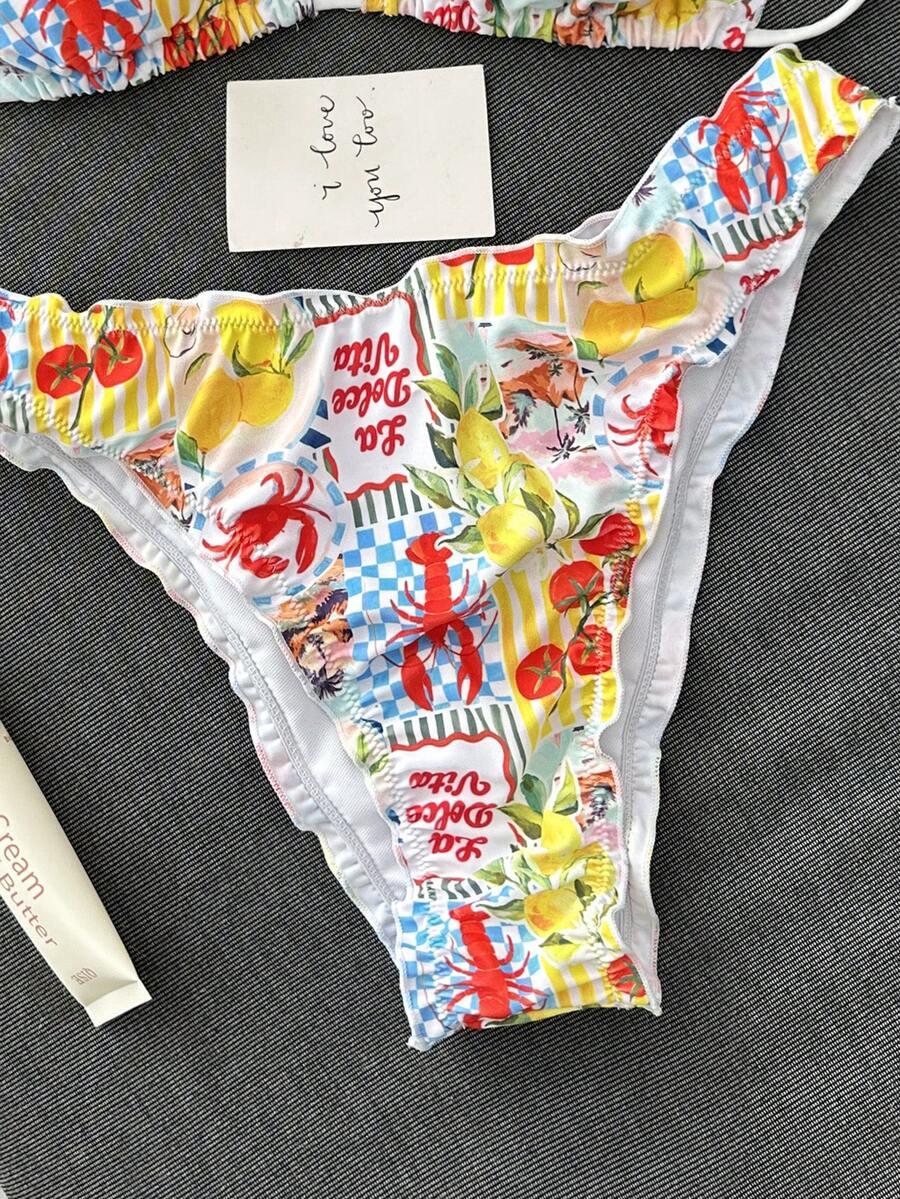 SHEIN DWUCZĘŚCIOWY STRÓJ KĄPIELOWY PRINT S09__M