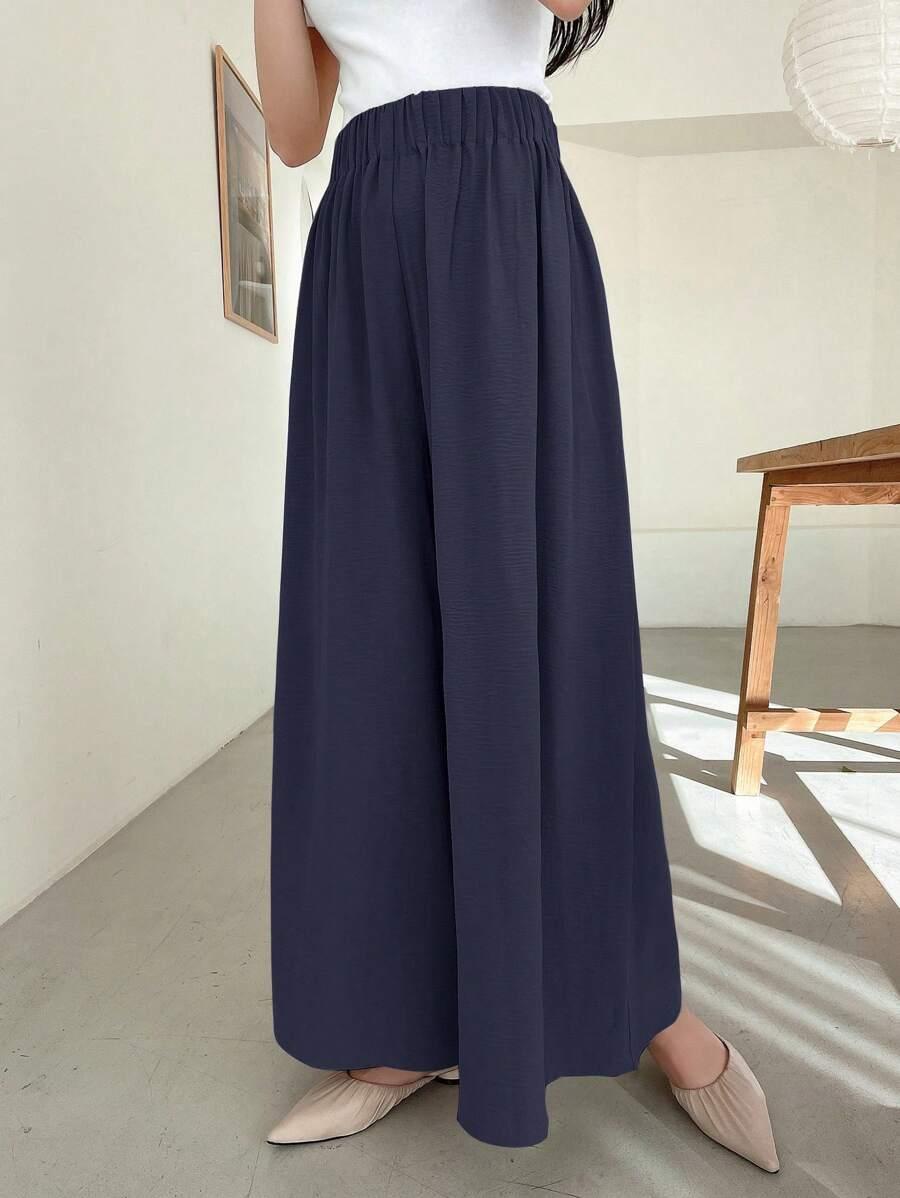 DAZY GRANATOWE SPODNIE WIDE LEG S06__XL