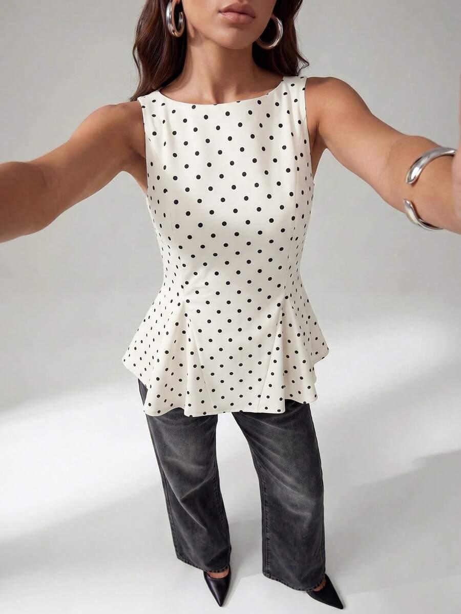 SHEIN KREMOWA BLUZKA GROSZKI S06__XS
