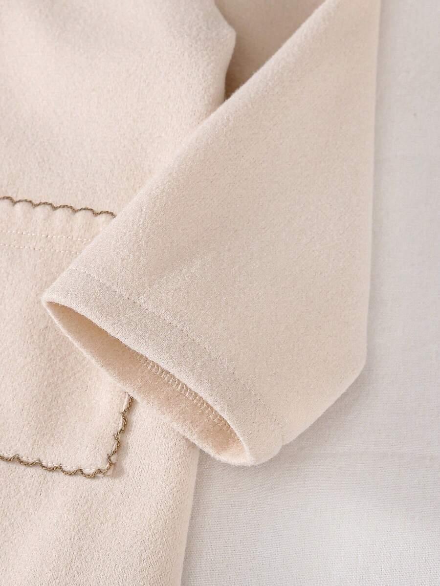 SHEIN BEŻOWY PŁASZCZ GUZIKI S06__98/104