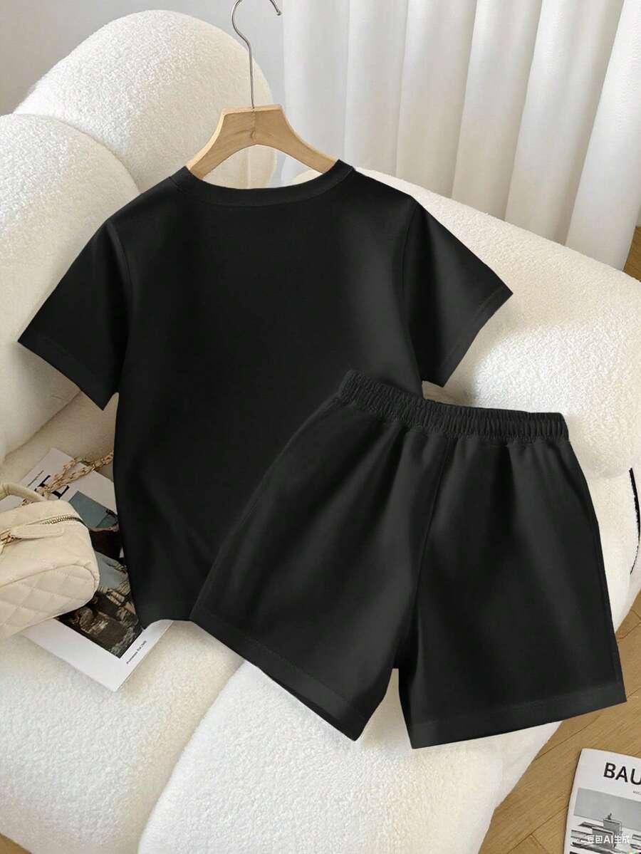 SHEIN CZARNA BLUZKA SPODENKI KOMPLET S06__S