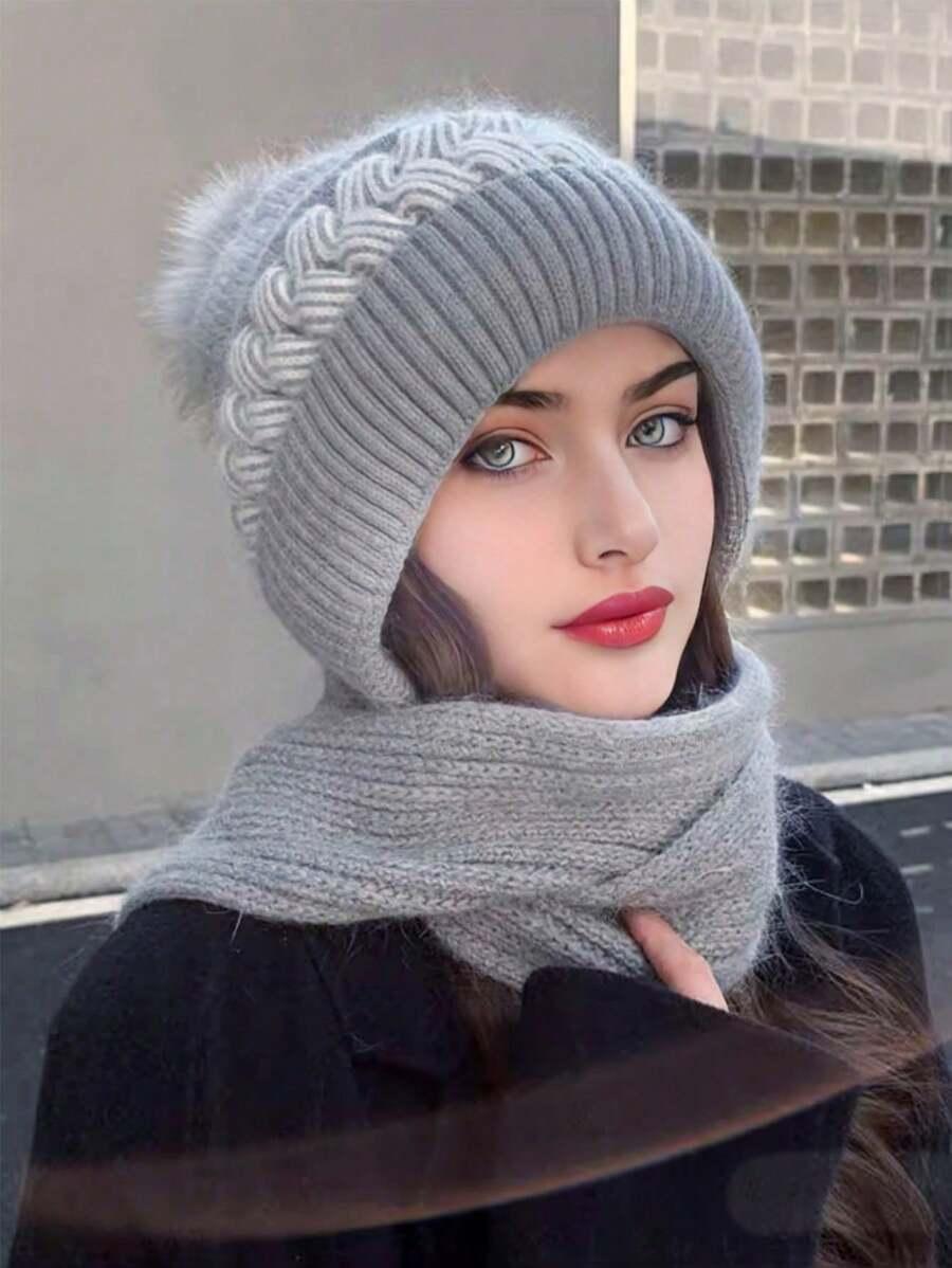 SHEIN SZARA CZAPKA SZALIK 2W1 W01__58