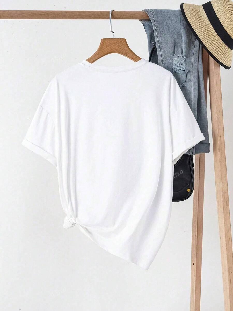 SHEIN BIAŁY T-SHIRT PRINT S06__M